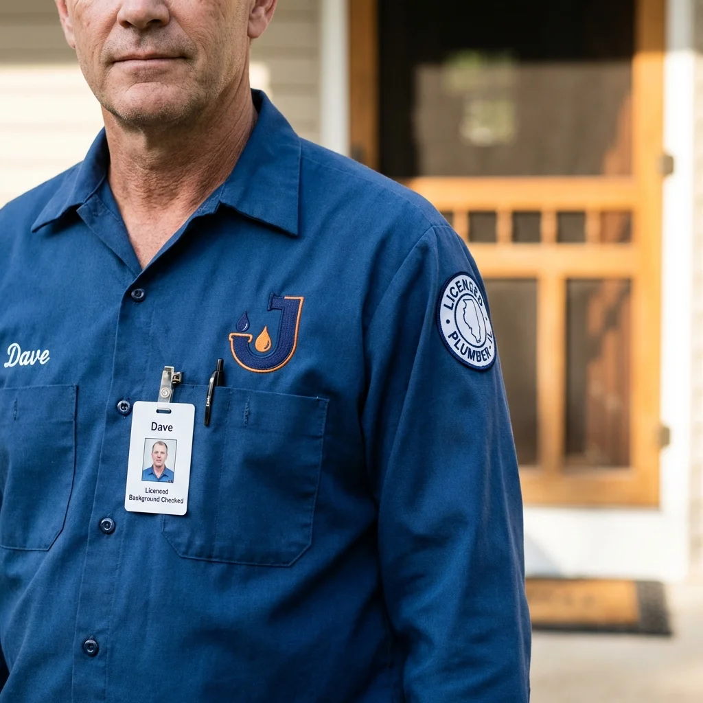 Licensed plumber showing ID badge in Sorrento, LA