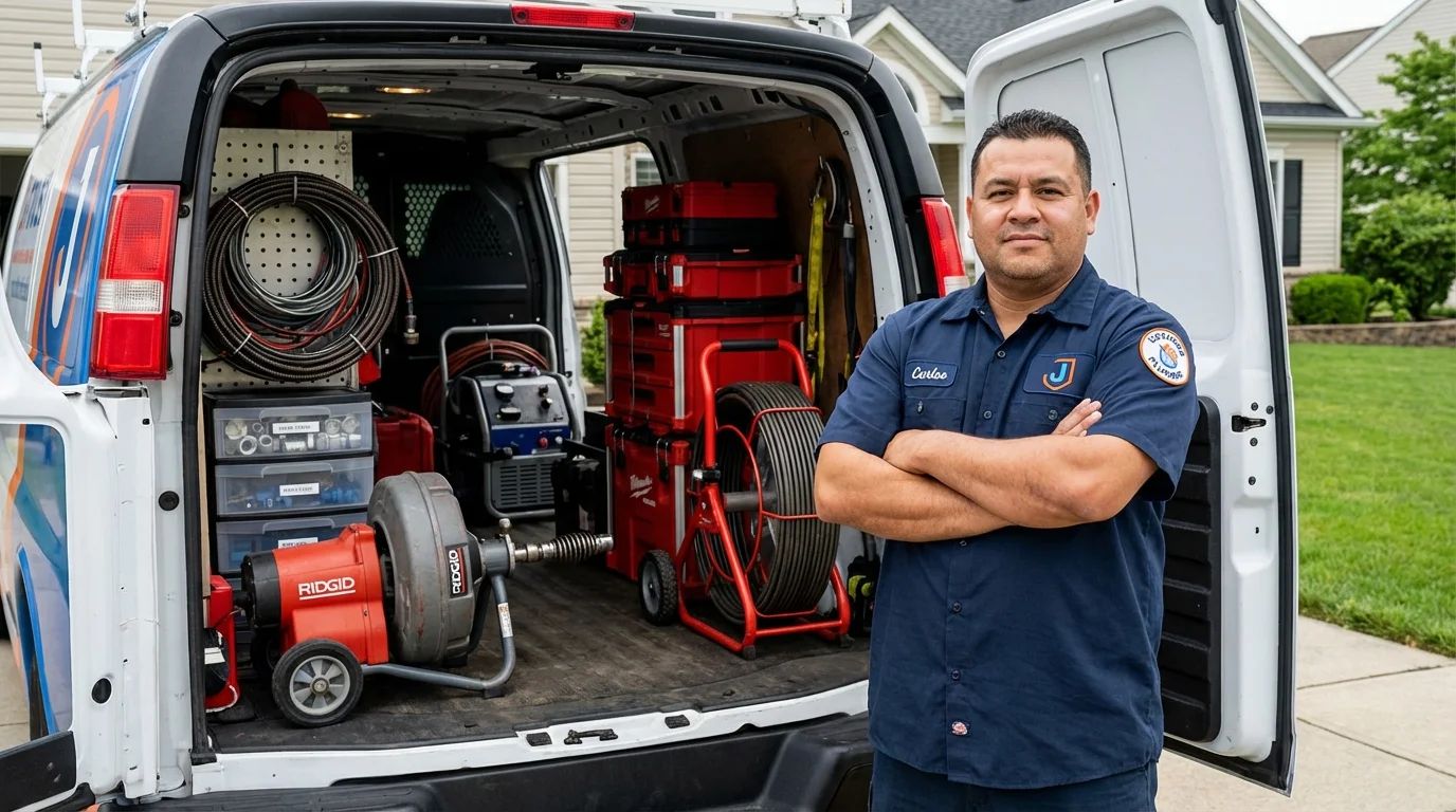 Professional drain cleaning equipment and Johns Plumbing LLC plumber in Sorrento